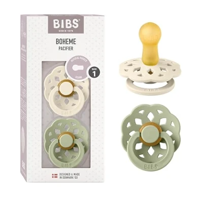 Afbeelding van Bibs Boheme Ivory/Sage 0 6 mnd 2 Stuks Fopspeen 230101