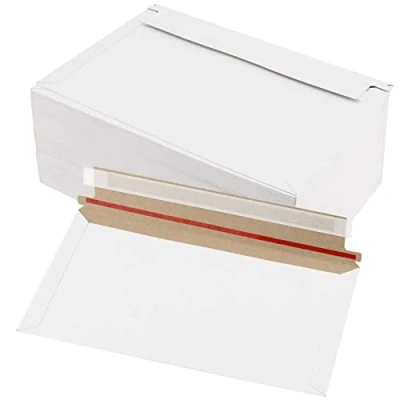 Afbeelding van HEIHAK 100 stuks A5 kartonnen enveloppen wit, 250 x 160 mm stijve mailerenveloppen met schil en zegel strip, voor posten verzenden