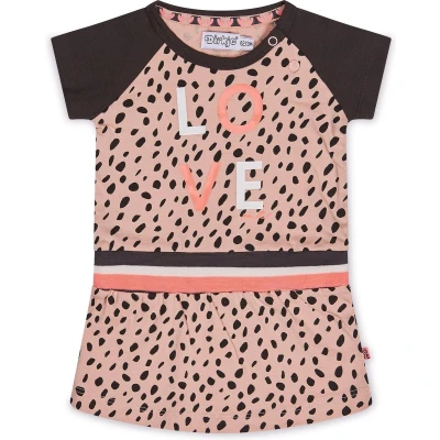 Afbeelding van Dirkje jurk met all over print roze/blauw/wit