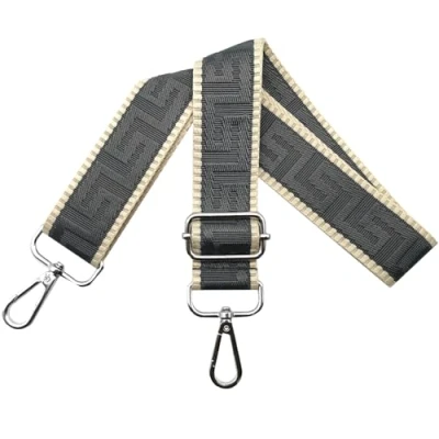 Afbeelding van Schouderriem voor tas, tasriemen om te wisselen, verstelbare tasriem, breed, 3,8 cm, met zilveren karabijnhaak, tasband, schouderriem, draagriem handtassen dames, kleurrijk, K, kaki/grijs,