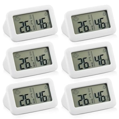 Afbeelding van Digitale thermometer, hygrometer voor binnen, 6 mini luchtvochtigheidsmeter, kamerthermometer met smiley indicator, temperatuur en babykamer, woonkamer, kamer,