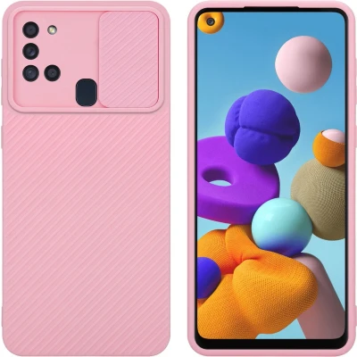 Afbeelding van Cadorabo Hoesje geschikt voor Samsung Galaxy A21s in Bonbon Roze Beschermhoes van flexibel TPU silicone Case Cover en met camerabescherming