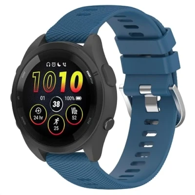 Afbeelding van GIOPUEY Band compatibel met Garmin Forerunner 165, zachte siliconen horlogeband, vervanging van het bandje [slijtvast] [ademend] zwart