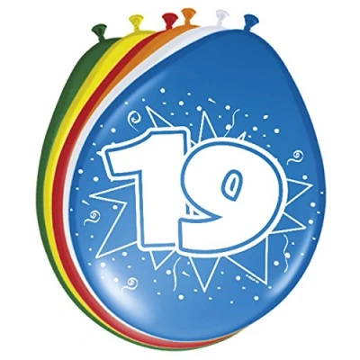 Afbeelding van Ballonnen 19 jaar 8 stuks