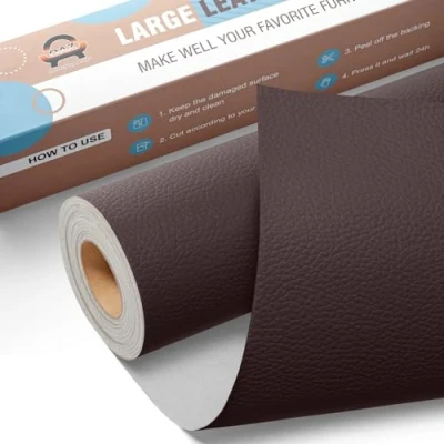 Afbeelding van Leder reparatie kit, 40 x 160 cm OAZ kunstleer zelfklevend, kit lederen patch zelfklevende patches voor autostoelen meubels sofa tassen,Dunkelbraun