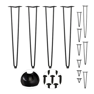 Afbeelding van Relaxdays hairpin poten tafelpoten metaal zwart meubelpoot set van 4 haarspeld 71 cm 2 stangen