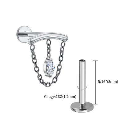 Afbeelding van Piercing ketting met marquise hanger