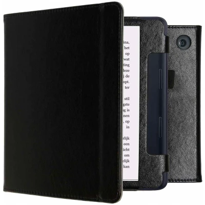 Afbeelding van Kobo Sage Hoes: iMoshion Vegan Leather Bookcase Zwart Kunstleder E Reader Hoezen