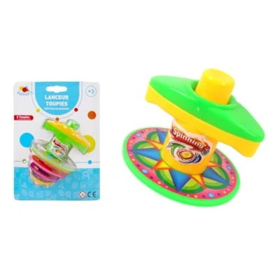 Afbeelding van FLYPOP&#039;S 5 Tollers met Launcher Recreatiespel 038906 Veelkleurig Plastic Rotatie Snelheid Cadeau Speels Verjaardag Kinderspeelgoed Vanaf 3 jaar