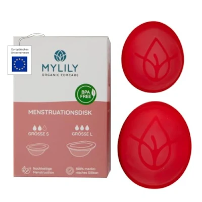 Afbeelding van MYLILY® menstruatieschijf, set van 2, 100% medische siliconen, duurzaam, kostenbesparend, herbruikbaar, S + L