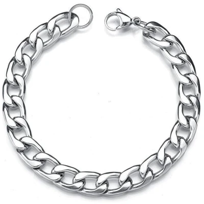 Afbeelding van Cuban Link Heren Armband Zilver Kleurig 6mm Staal Schakelarmband Armbanden Cadeau voor Man Mannen Cadeautjes
