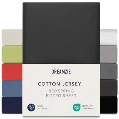 Afbeelding van Dreamzie Boxspring Hoeslaken 90x200 cm 100x200 cm, 100% katoenjersey, matrashoogte tot 37 hypoallergeen, Oeko Tex, donkergrijs