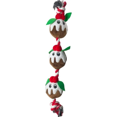 Afbeelding van Happy Pet Kerst Pluche Flostouw Hondenspeeltje 49X9X6 cm Feestdagen Knuffel Trekspelletjes Tandverzorging