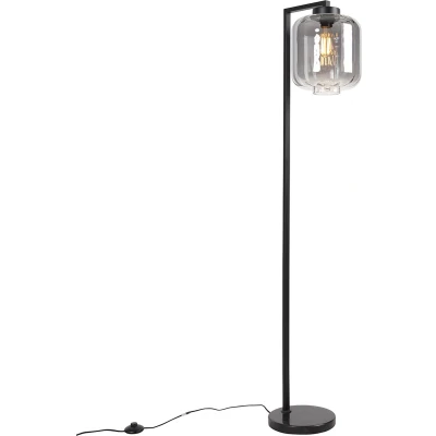 Afbeelding van QAZQA Smart vloerlamp zwart met smoke glas incl. Wifi ST64 Qara