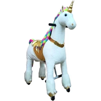 Afbeelding van Pony Ride, rijdend speelgoed eenhoorn Goud, MEDIUM