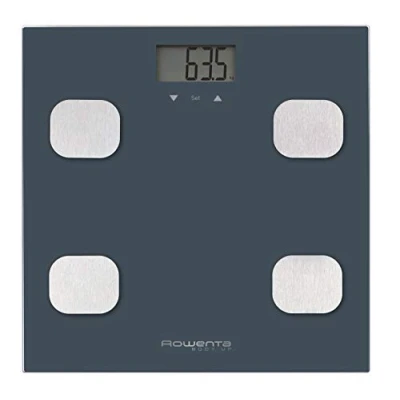 Afbeelding van Rowenta Body Up BR2520 personenweegschaal met lichaamsvetmeter en BMI voor het opbergen van maximaal 8 gebruikersprofielen, groot lcd display, glasplatform, tot 150 kg capaciteit, blauw