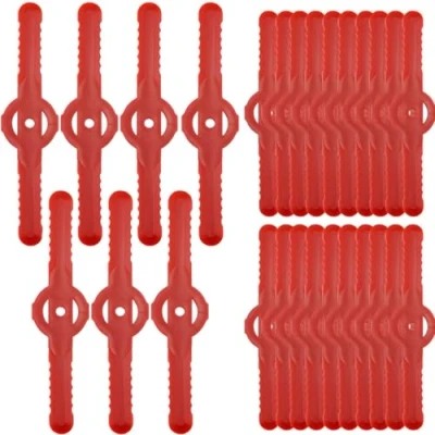 Afbeelding van 50 stuks reservemessen, grastrimmer, reservemes, kunststof, trimmer, accessoires, kunststof messen voor accu universele mes, rood