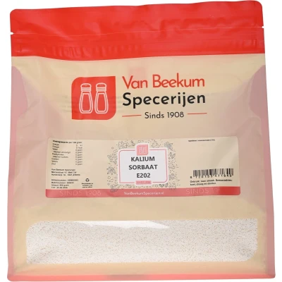 Afbeelding van Van Beekum Specerijen Kalium Sorbaat E202 850 gram (hersluitbare stazak)