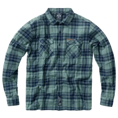 Afbeelding van West Coast Choppers WCC Rigid Flannel Green/Navy Heren Longsleeve groen/blauw XL