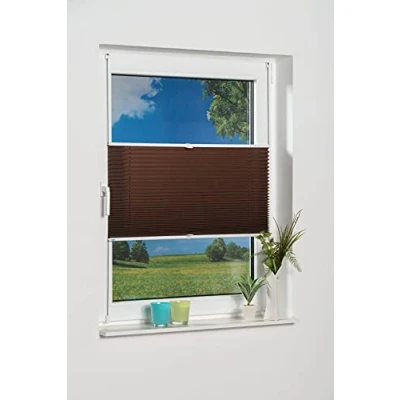 Afbeelding van K home Klemmfix plissé, bruin, 80cm x 210cm (B L)