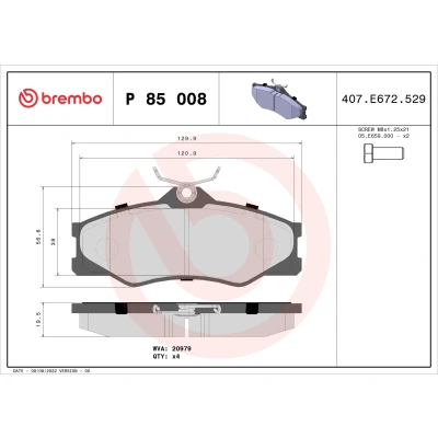 Afbeelding van Brembo Remblokset P 85 008