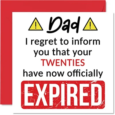 Afbeelding van Grappige 30e verjaardagskaarten voor papa je twintiger jaren zijn verlopen Happy Birthday Card van zoon dochter, 145mm x Banter Joke Humor Bday wenskaarten cadeau