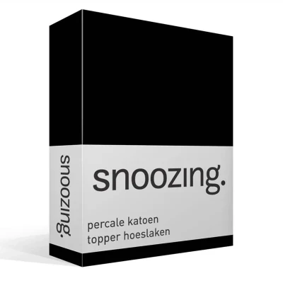 Afbeelding van Snoozing Topper Hoeslaken Tweepersoons 140x220 cm Percale katoen Zwart