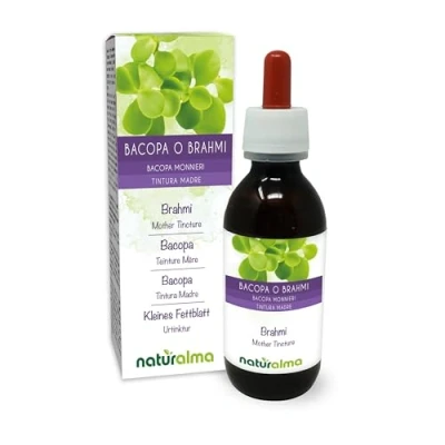 Afbeelding van Bacopa of Brahmi (Bacopa monnieri) kruid Alcoholvrije moedertinctuur Naturalma Vloeibaar extract druppels 120 ml Voedingssupplement Veganistisch