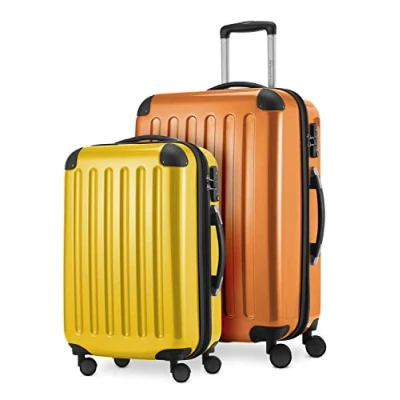Afbeelding van HAUPTSTADTKOFFER Alex 2 delige Kofferset harde schaal glanzend, middelgrote koffer 65 cm + handbagage 55 cm, 74 42 liter, TSA, zilver cyaanblauw, Eén maat,