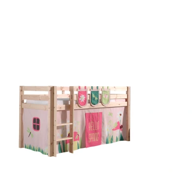 Afbeelding van Deze PINO combinatie bestaat uit een natuurkleurige hoogslaper, speelgordijn spring en 3 zakjes