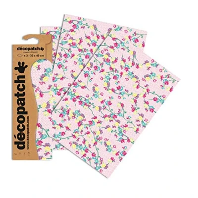 Afbeelding van Décopatch Bloempapier, diverse pastelkleuren, 30 x 40 cm (verpakking van 3 vellen)