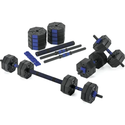 Afbeelding van Gymtek Halterset 2 in 1 Korte en Lange Halters, 2x10kg, Verstelbare Gewichten, Thuis Krachttraining, Set van Halters Halterstang, Gewichtheffen, Home Gym, Sport, Fitness, Blauw