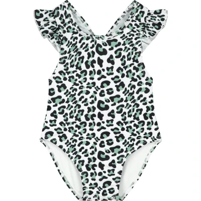 Afbeelding van Supercute badpak dierenprint met drukknopen panterprint wit gekruiste bandjes maat 74 80