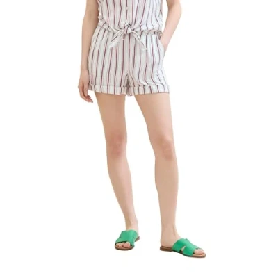 Afbeelding van TOM Tailor Denim Shorts, Dames, Maat: Large, Multicolor vertical stripe