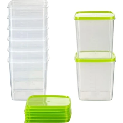 Afbeelding van MiraHome Set van 8 voedselcontainers 1 liter vierkante Oostenrijkse kwaliteit (groen, 11 x 4,4 cm, l)