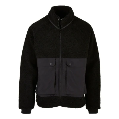 Afbeelding van Urban Classics Short Raglan Sherpa Fleecejas, Heren, Maat: XXL, black