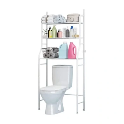 Afbeelding van Badkamerplank Boven Wit Toilet Bespaar Ruimte met 3 Planken Waterdichte Opbergplank In Hoogte Verstelbare Poten (E5477)