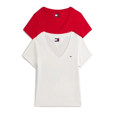 Afbeelding van Tommy Jeans Dames S/S T shirt, Multi (ecru/saffierrood), L