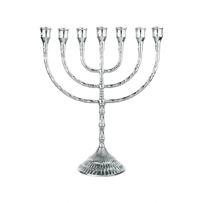 Afbeelding van NKlaus Menorah 30cm hoog 7 Kandelaar voor kaarsen tot Ø 2cm groot zilver messing vernikkeld 2884