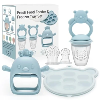 Afbeelding van CLDY Baby Voeding Opslag Container, Fruit Fopspeen, Siliconen Voedsel Dispenser, Moedermelk Tandjes IJslolly BPA vrij, Geschikt voor veilige zelfvoeding 3 maanden oude baby&#039;s