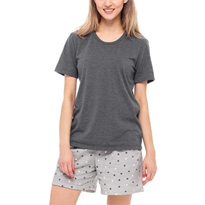Afbeelding van Merry Style MS MS10 177 PJ Dames Pyjama ronde hals korte mouwen broek zonder zakken Katoen Donker Gemêleerd/Grijs M