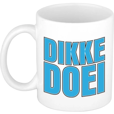 Afbeelding van Bellatio Decorations Afscheid cadeau mok collega dikke doei blauw 300 ml keramiek feest mokken