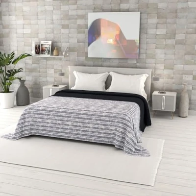 Afbeelding van Italian Bed Linen Zomerdekbed FANTASY, Microvezel, Dubbel 260x270cm, Jeans Strepen