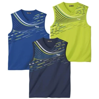 Afbeelding van ATLAS FOR MEN Verpakking mouwloze sport T shirts tanktops verkrijgbaar in grote maten van M tot 5XL, blauw, marine, anijsgroen, 3XL