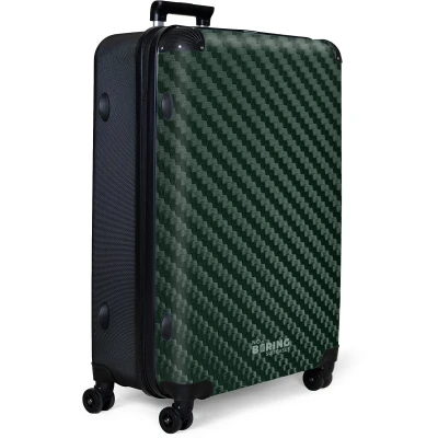 Afbeelding van NoBoringSuitcases.com® Koffer groot Reiskoffer lichtgewicht Groene carbonstructuur Rolkoffer met 4 wielen Grote trolley XL 98 liter bagage