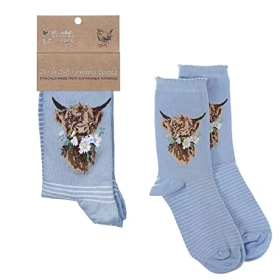Afbeelding van Wrendale Designs Sokken &#039;Daisy Coo&#039;, Koe, Medium Large