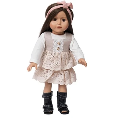 Afbeelding van The New York Doll Collection Compleet Kleding Omvat Wijnoogst Ingesteld Schoenen Hoofdband Jurk Past bij 18 inch / 46 cm Mode Meisje Pop Accessoires