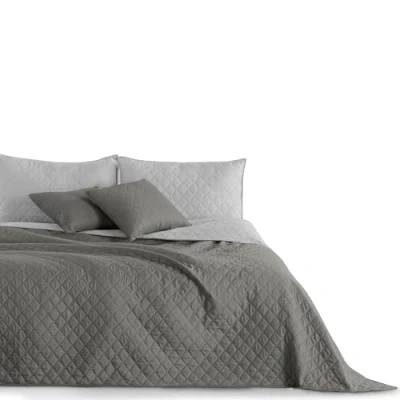 Afbeelding van DecoKing sprei 260 x 280 cm staal antraciet grijs zilver dubbelzijdig onderhoudsvriendelijk Axel