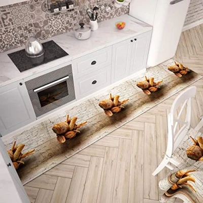Afbeelding van PETTI Artigiani Italiani Tapijt voor keuken, antislip en wasbaar, 52 x 140 cm, design Brood 2, 100% Made in Italy