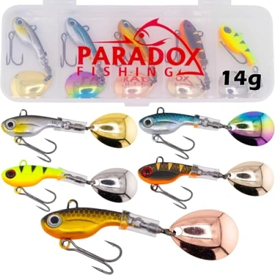 Afbeelding van Paradox Fishing Infinity jig Spinner, 5 delige set, 14 g, spin voor baars, vissen, aas, snoekbaars, snoek, spinnerbait, spinner baarsaas